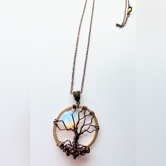Wirewrapped tree and moon necklace Halloween Necklace - Picture 2 of 2